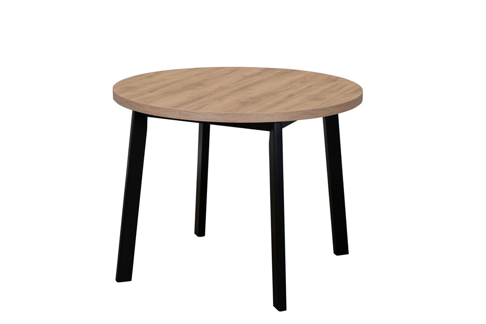 Круглый раздвижной стол в современном стиле, цвет: дуб навара+черный